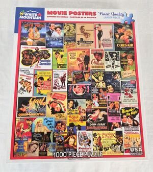 White Mountain 1,000 Piece Puzzle "Movie Posters" Completed 24"x30" Completed